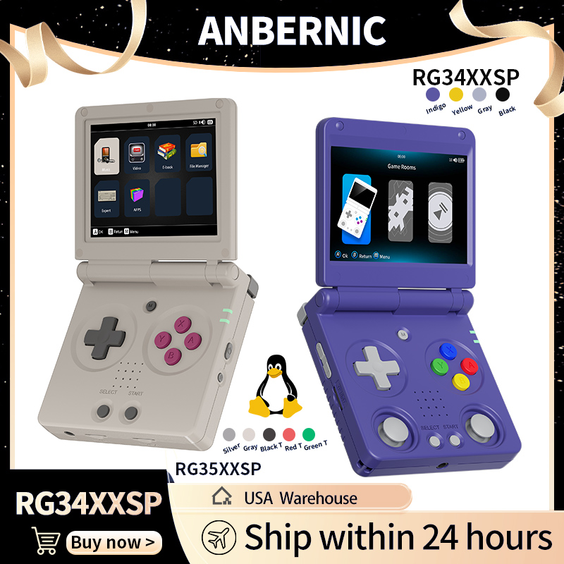 Retro Gaming Os - Anbernic RG34XXSP RG35XXSP フリップ式携帯ゲーム機 IPSスクリーン Linux