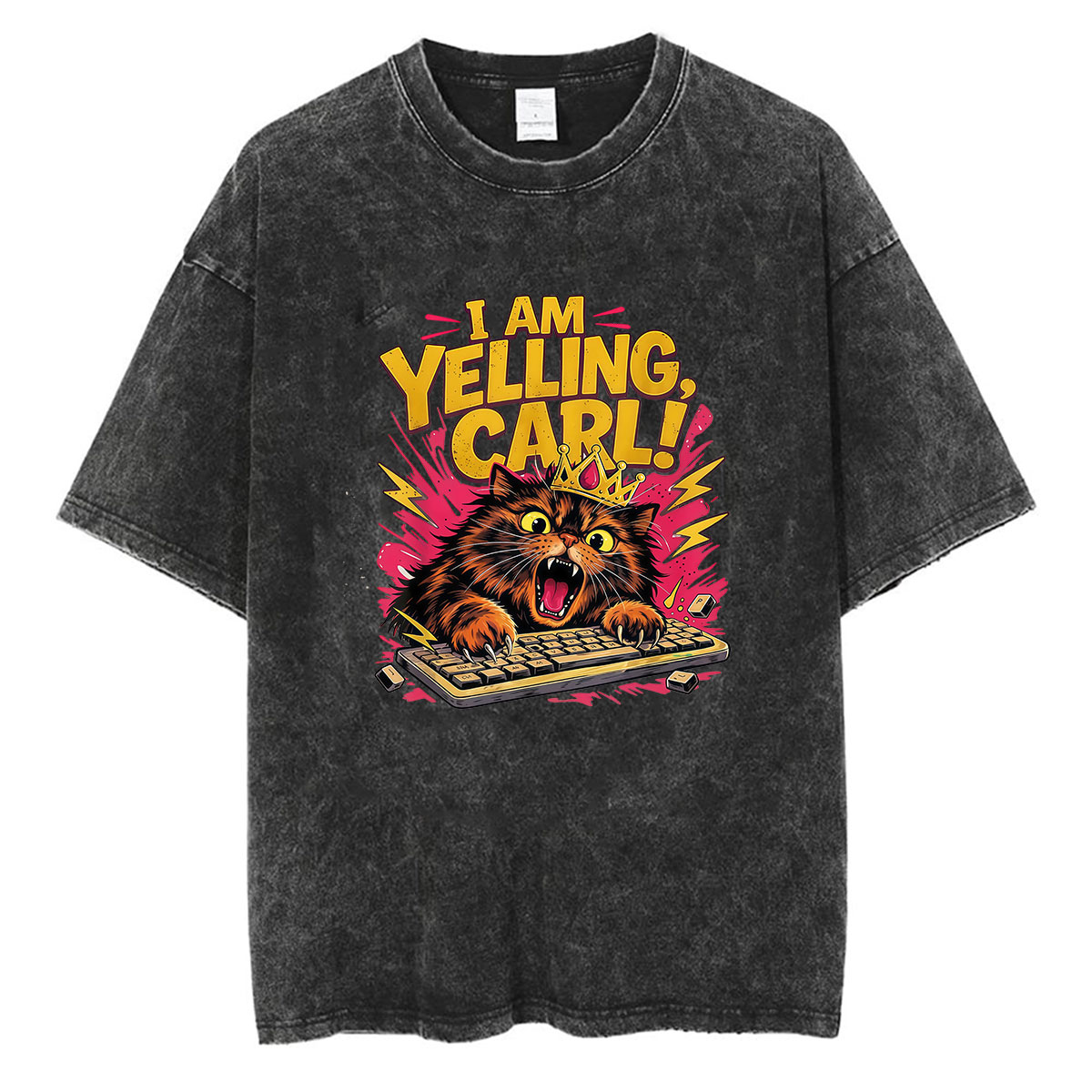 Retro Gaming T Shirts - I Am Yelling Carl ダンジョンクローラーカール ヴィンテージウォッシュTシャツ
