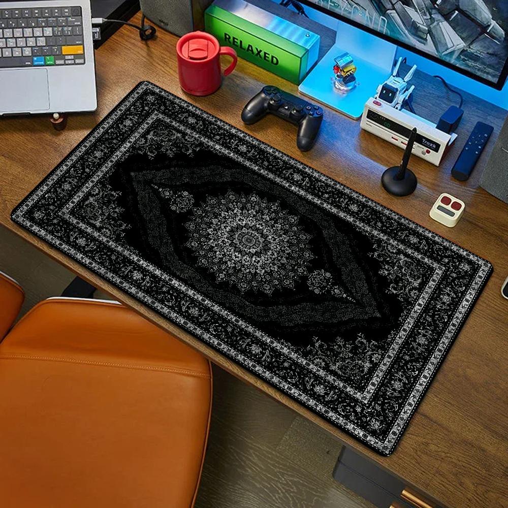 Retro Gaming Com - 新しい黒ペルシャ絨毯神秘的なレトロマウスパッド Pc ゲーマーマウスパッドゴム製マウスマットゲーミングキーボードパッドオフィスデスクマット