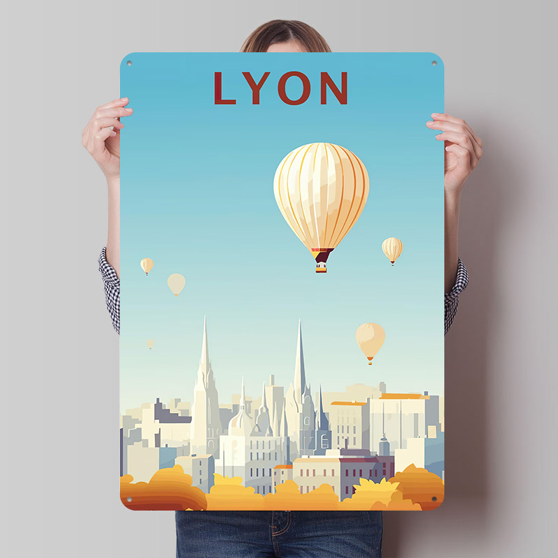 Retro Gaming Lyon - リヨンへの旅プリントポスターカスタマイズされたレトロウォールアートヴィンテージメタルブリキ看板ホームマンケーブ装飾ゲームオフィス装飾用