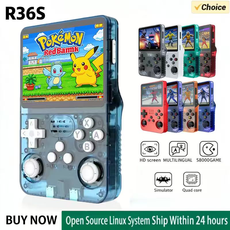 Retro Gaming Console Handheld - R36S携帯ゲーム機 ARKOSシステム 3.5インチIPSスクリーン レトロクラシックポータブルポケットビデオプレーヤー 128GBゲームボーイギフト