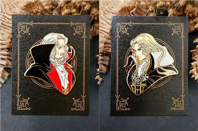 Retro Gaming Gifts - 悪魔城ドラキュラ 夜想曲 - ドラキュラ×アルカルド - ハードエナメルピン（ソフトエナメルではありません）