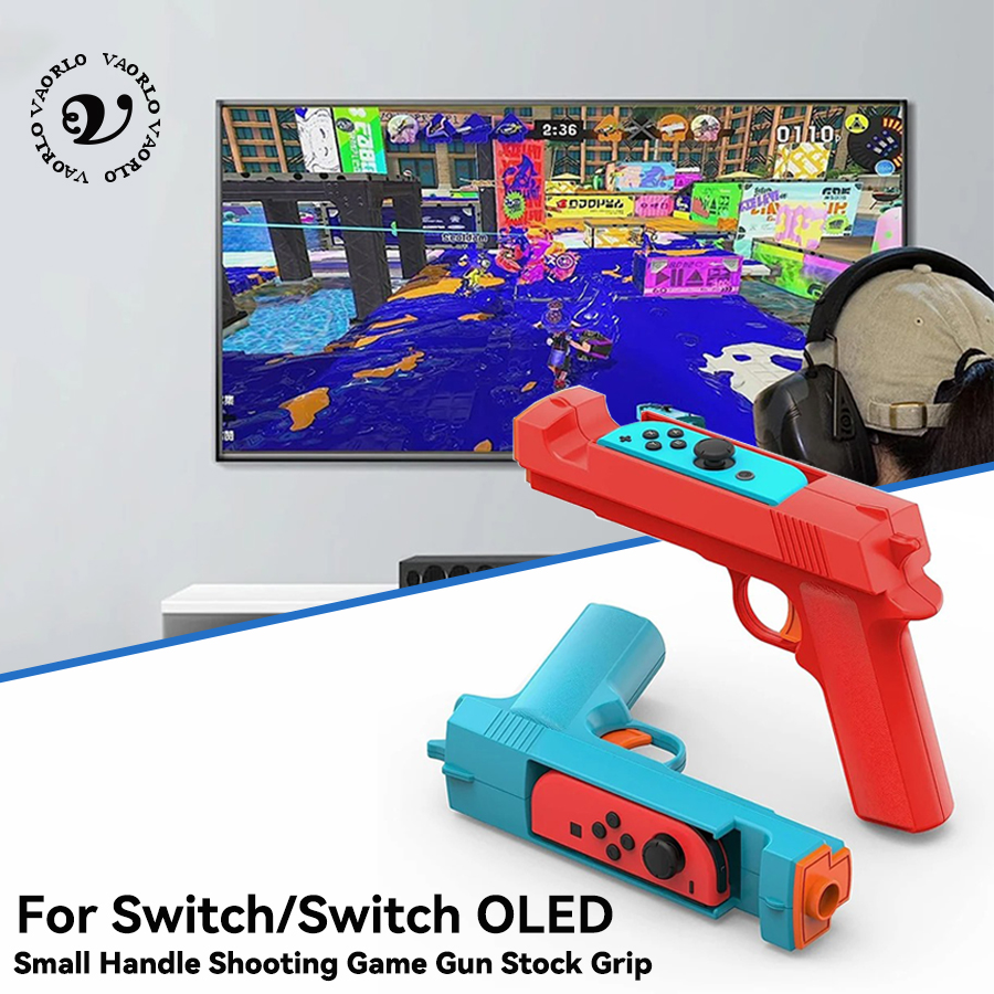 Retro Gaming Gun - NSスイッチ用小型ハンドルシューティングゲームガンストックグリップスイッチOLED左右コントローラーガンストックハンドル2個パックゲームアクセサリー