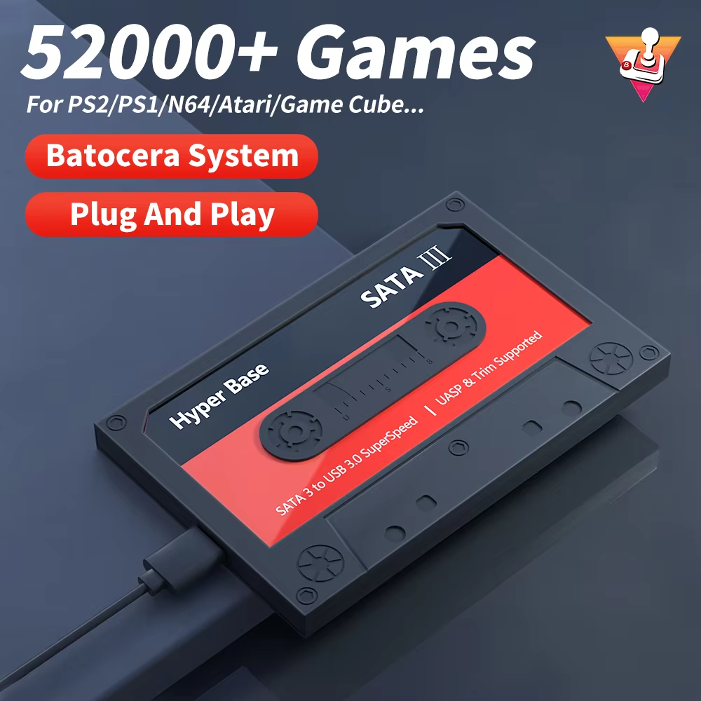 Retro Gaming Hard Drive - Batocera 500G/2T レトロゲームハードドライブ 52000 ゲーム外部ハンドヘルドエミュレータゲーム HDD