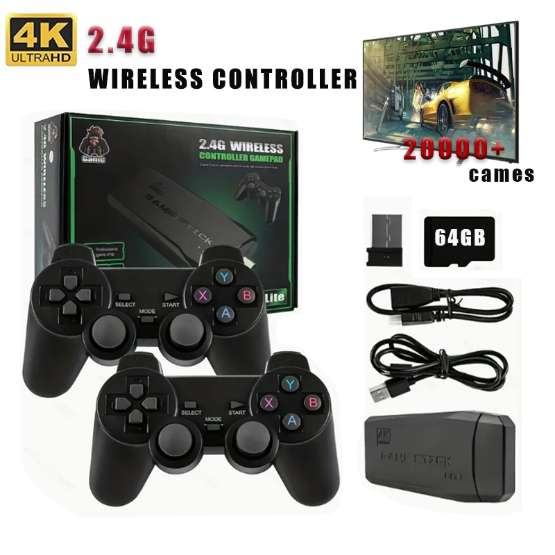 Retro Gaming Game Stick - M8ワイヤレスビデオゲームスティック 2.4G デュアルジョイスティックコンソール ゲーミングスティック 4K 20000+ゲーム