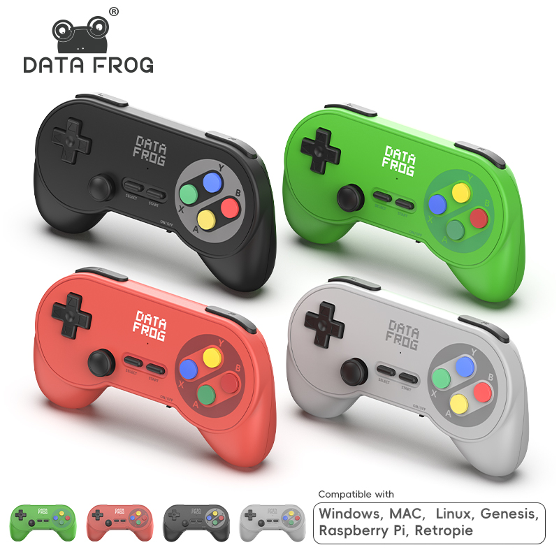 Retro Gaming Com - データフロッグ PC07 クラシックスタイル ワイヤレスゲームコントローラー、デュアルレシーバー、PC DInput、Android TV、アーケードゲーム用レトロゲームパッド