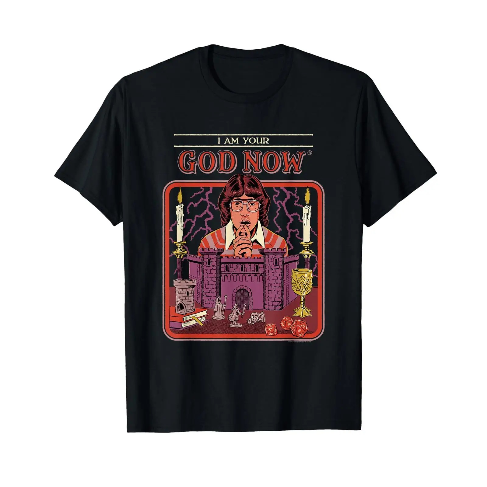 Retro Gaming Now - スティーブン・ローズ「Your God Now」テーブルトップゲーミング レトロ ダークユーモア Tシャツ