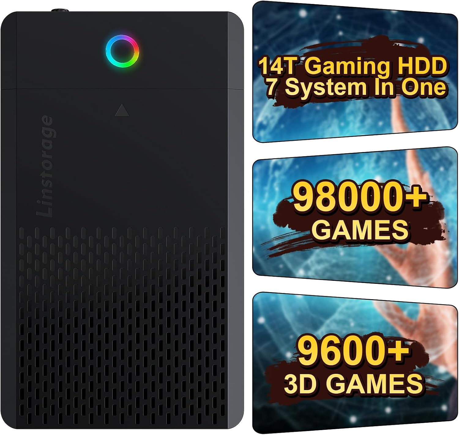 Retro Gaming Hard Drive - 新品 14TB レトロゲーム用ハードドライブ 98000以上のゲームがプリロードされています | 7つのゲーミングシステムに対応するプラグアンドプレイ