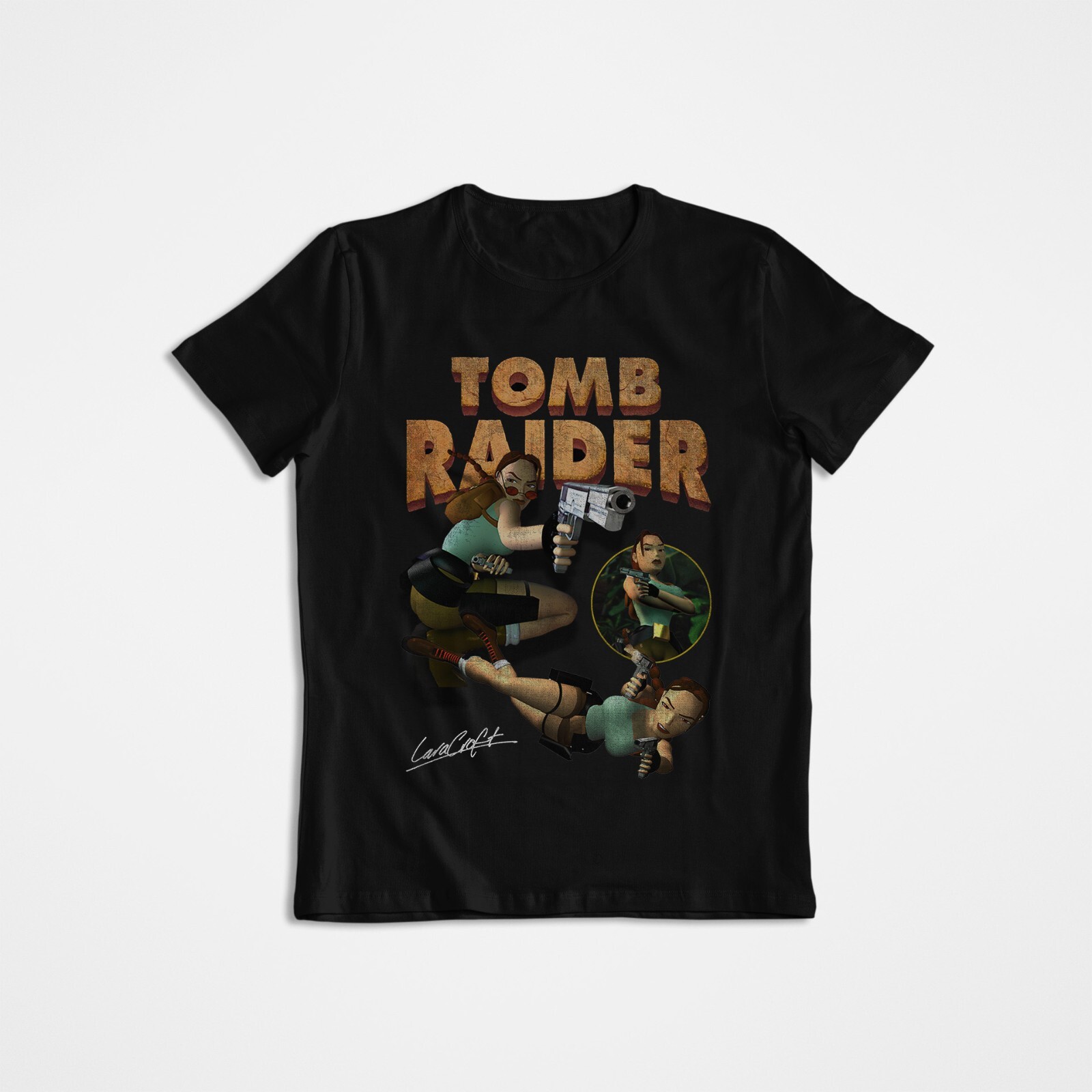 Retro Gaming T Shirts - トゥームレイダー、ララ・クロフト、グラフィックTシャツ、グラフィックTシャツ、レトロ、ゲーム