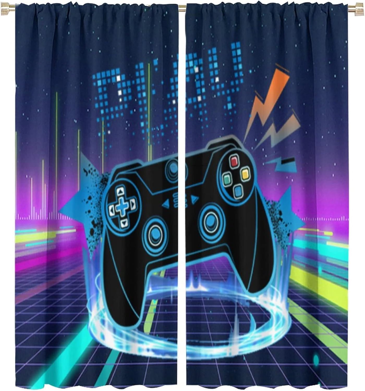 2 パネルネオンゲームコントローラー遮光カーテンレトログリッ - Retro Gaming Space のレビューと価格
