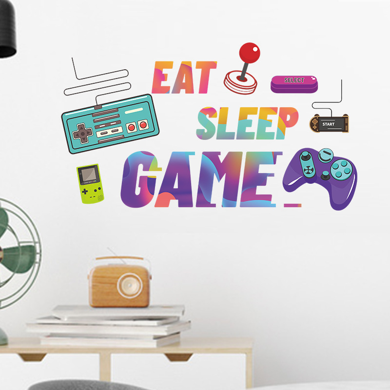「Eat Sleep Game」ウォールステッカー、カラフル - Retro Gaming Cabinet のレビューと価格