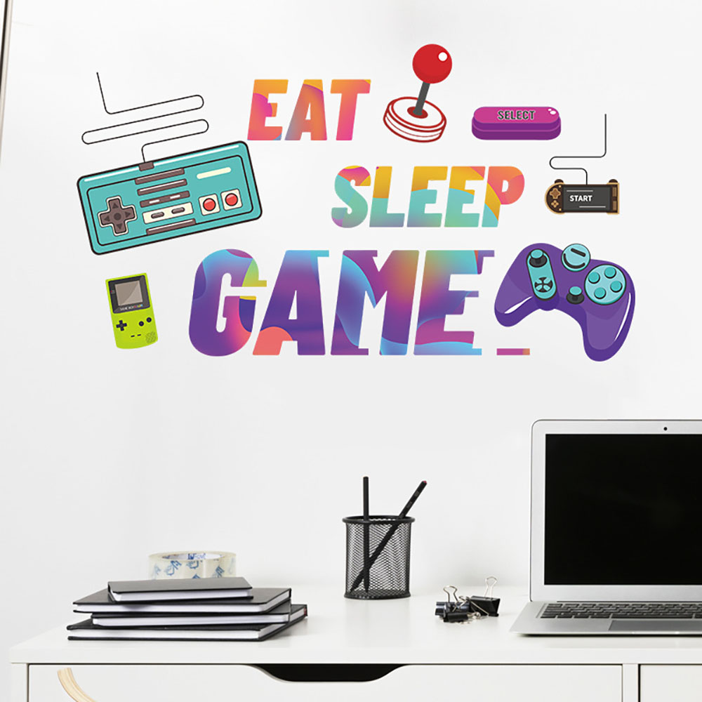 「Eat Sleep Game」ウォールステッカー、カラフル - Retro Gaming Cabinet のレビューと価格