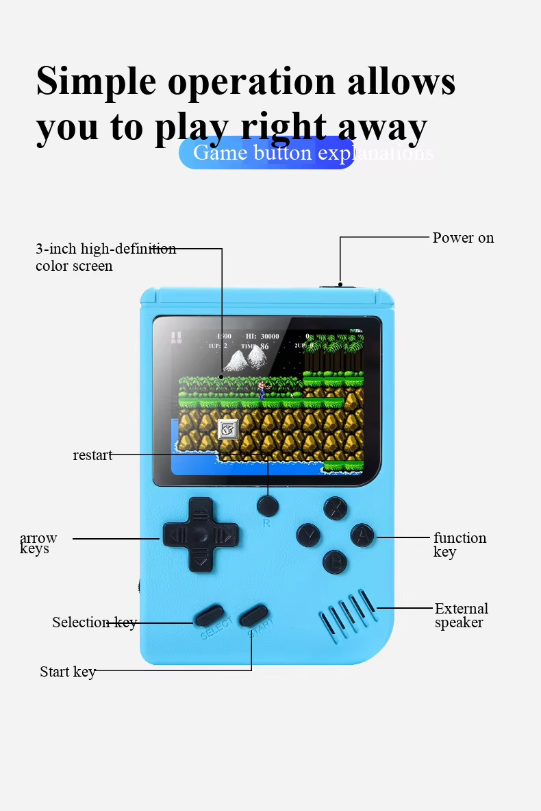 400種類のミニゲーム搭載、携帯型レトロゲーム機、8ビット、 - Retro Gaming Os のレビューと価格