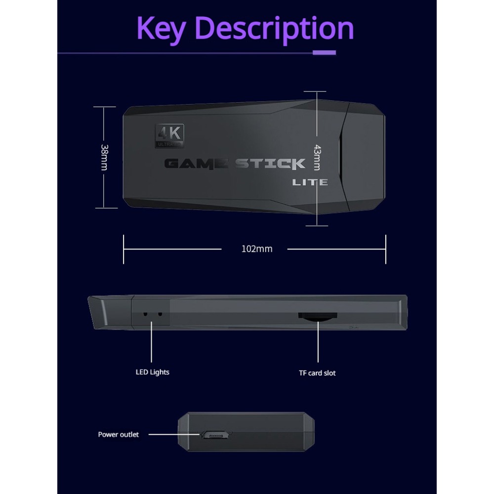 ポータブル4Kレトロゲームスティックコンソール、ワイヤレスコ - Retro Gaming Os のレビューと価格