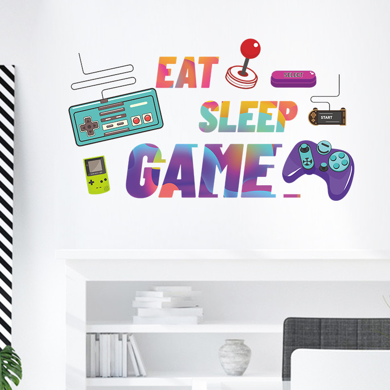 「Eat Sleep Game」ウォールデカール、カラフルな - Retro Gaming Cabinet のレビューと価格